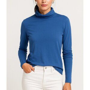 J. Crew Women’s Blue Lightweight Turtleneck Top Size Small Long Sleeve Basic
